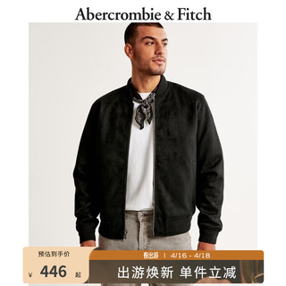 Abercrombie & Fitch 男装 美式复古潮流街头风外套百搭宽松人造麂皮夹克 330632-1 黑色 XXL (185/124A)