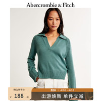 Abercrombie & Fitch 女装 美式复古时尚气质开叉设计感辣妹毛衣针织衫 330047-1 青绿色 XXS (160/80A)
