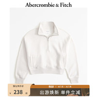Abercrombie & Fitch 女装 24春新款Logo短款修身辣妹半拉链运动卫衣 355540-1 奶油色 XS (160/84A)