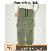 Abercrombie & Fitch 男装 24春夏新款时尚复古潮流宽松工装风降落伞裤 KI130-4064 深橄榄绿 S (175/76A)