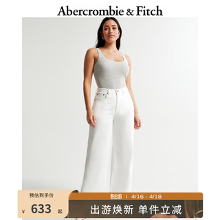 Abercrombie & Fitch 女装 24春夏Curve Love复古美式高腰阔腿牛仔裤 358427-1 白色 25S (150/66A)
