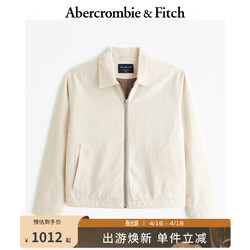 Abercrombie & Fitch 男装 24春夏新款时尚拉链宽松款轻便夹克外套 KI132-4036 米色 S (175/92A)