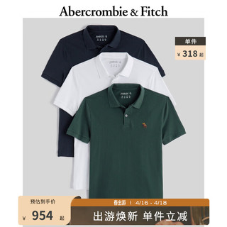 Abercrombie & Fitch 男装套装 美式3件装美式简约小麋鹿通勤短袖polo衫 KI124-4014 黑色-白色-绿色 M (180/100A)