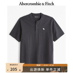 Abercrombie & Fitch 男装女装装 24春夏小麋鹿亨利式重磅短袖T恤 358178-1 深灰色 L (180/108A)
