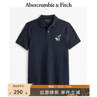 Abercrombie & Fitch 男装 24春夏碎花小麋鹿通勤百搭短袖Polo衫 358684-1 海军蓝 S (175/92A)