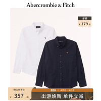 Abercrombie & Fitch 男装套装 2件装美式商务休闲通勤小麋鹿刺绣牛津衬衫322006-1 海军蓝和白色 L (180/108A)