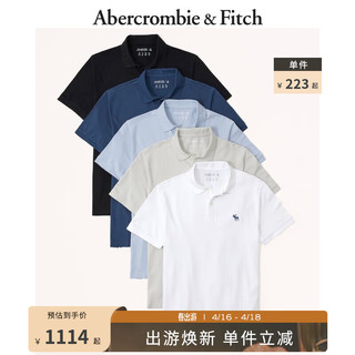 Abercrombie & Fitch 男装套装 5件装美式复古小麋鹿通勤纯色短袖Polo衫 329578-1 蓝色组合装 L (180/108A)