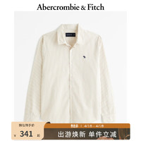 Abercrombie & Fitch 男装 美式商务休闲通勤百搭潮流复古府绸长袖条纹衬衫 333993-1 棕黄色条纹 S (175/92A)