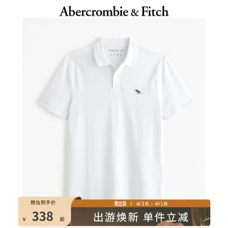Abercrombie & Fitch 男装 美式复古商务休闲通勤百搭刺绣小麋鹿短袖Polo衫 325429-1 白色 S (175/92A)