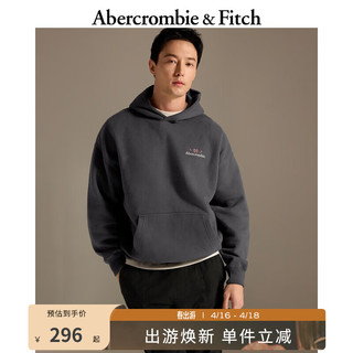 Abercrombie & Fitch 男装女装款 24春美式复古Logo宽松连帽卫衣356741-1 深灰色 XL (180/116A)