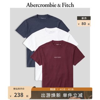 Abercrombie & Fitch 套装男装女装 3件装美式运动宽松logo圆领短袖T恤 329586-1 白色 M (180/100A)