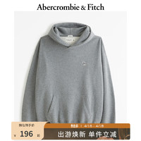 Abercrombie & Fitch 男女同款 小麋鹿美式复古秋冬通勤运动连帽抓绒卫衣 334161-1 深麻灰色 XL (180/116A)