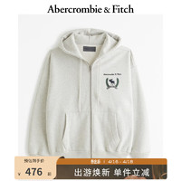 Abercrombie & Fitch 男装女装装 24春抓绒小麋鹿拉链外套连帽卫衣 358481-1 浅麻灰色 L (180/108A)