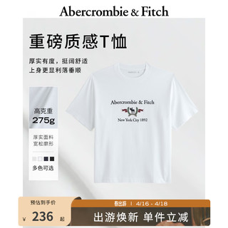 Abercrombie & Fitch 男装女装装 24春夏小麋鹿舒适圆领T恤 358443-1 白色 L (180/108A)