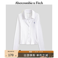 Abercrombie & Fitch 女装 24春夏新款美式polo翻领长袖小麋鹿时尚T恤 355545-1 白色 XS (160/84A)