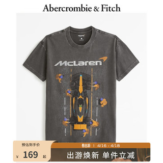 Abercrombie & Fitch 男装女装情侣装 美式风复古宽松迈凯伦圆领短袖T恤 330219-1 深灰色水洗迈凯伦图案 M (180/100A)