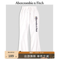 Abercrombie & Fitch 女装 美式时尚复古刺绣Logo高腰保暖抓绒喇叭运动裤卫裤 330242-1 白色 M (165/76A)