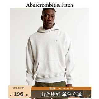 Abercrombie & Fitch 男装女装情侣款 美式复古帽衫小麋鹿运动纯色连帽卫衣 330230-1 浅灰色 XXL (185/124A)