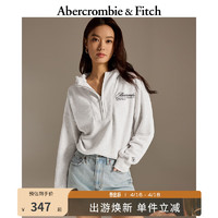 Abercrombie & Fitch 女装 24春新款美式休闲半拉链毛圈布连帽卫衣 355514-1 浅麻灰色 XXS (160/80A)