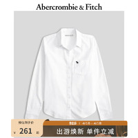 Abercrombie & Fitch 女装 刺绣小麋鹿白领通勤纯色美式复古长袖牛津衬衫 353690-1 白色 XS (160/84A)