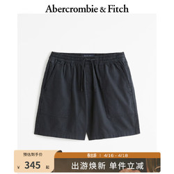 Abercrombie & Fitch 男装 24春夏新款亚麻混纺松紧腰短裤 358798-1 黑色 M (180/80A)