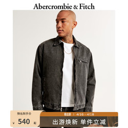 Abercrombie & Fitch 男装 24春新款美式复古潮流轻盈牛仔外套拉链夹克 355671-2 黑色 XL (180/116A)