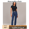 Abercrombie & Fitch 女装 时尚潮流复古美式百搭加高高腰直筒九分牛仔裤 324662-1 深色 27R (165/72A)