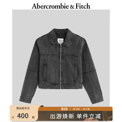 Abercrombie & Fitch 女装 休闲通勤时尚百搭外套秋冬美式复古牛仔夹克 KI144-4052 黑色 XXS  (160/80A)