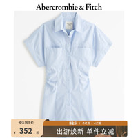 Abercrombie & Fitch 女装 24春夏时尚短袖府绸衬衫式连衣裙 358456-1 蓝色 S/155