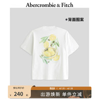 Abercrombie & Fitch 男装女装装 24春夏 时尚百搭美式风印花T恤 359206-1 白色 M (180/100A)