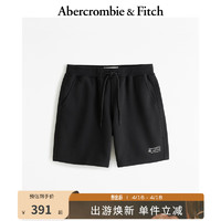 Abercrombie & Fitch 男装 24春夏新款 时尚复古Logo 款抓绒短裤 KI128-4090 黑色 L (180/86A)