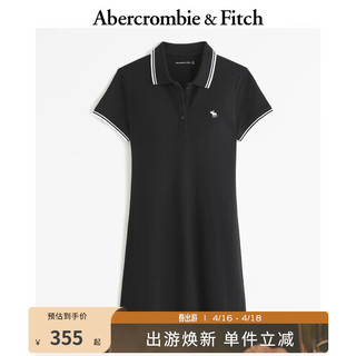 Abercrombie & Fitch 女装 24春夏新款百搭休闲小麋鹿Polo翻领连衣裙 357755-1 黑色 150/80A XXS短版