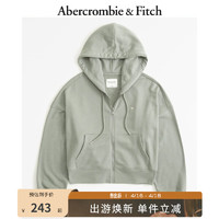 Abercrombie & Fitch 女装 复古小麋鹿美式外套辣妹全拉链毛圈布短款卫衣 331458-1 绿色 S (165/92A)