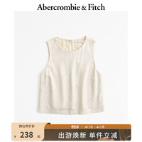 Abercrombie & Fitch 女装 24春夏新款休闲修身廓形百搭亚麻混纺上衣 358035-1 浅米色 L (165/104A)