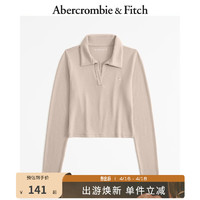 Abercrombie & Fitch 女装 美式小麋鹿辣妹修身上衣polo正肩长袖T恤 331414-1 浅棕色 XS (160/84A)