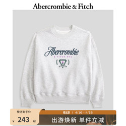 Abercrombie & Fitch 女装 24春新款美式复古时髦休闲logo加绒圆领卫衣 KI152-4065 浅麻灰 XS (160/84A)
