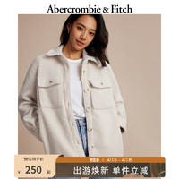 Abercrombie & Fitch 女装 通勤百搭外套美式复古保暖仿羊羔绒衬衫式夹克 335493-1 奶油色 L (165/104A)