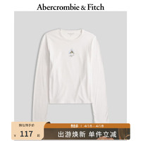 Abercrombie & Fitch 女装 修身辣妹内搭上衣美式复古通勤长袖圆领T恤 353525-1 奶油色 M (165/96A)