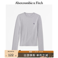 Abercrombie & Fitch 女装 美式复古内搭上衣短款圆领辣妹修身正肩长袖T恤331529-1 银灰色 L (165/104A)