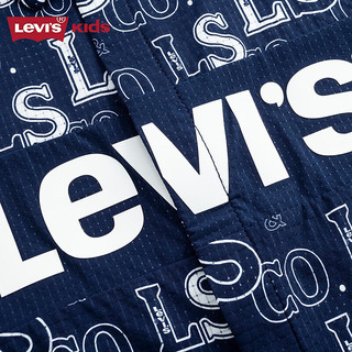 Levi's李维斯童装24夏季男童满印logo衬衫梭织短袖上衣 深靛蓝 90/52(2T)