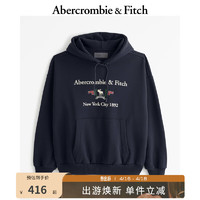 ABERCROMBIE & FITCH男装女装装 24春抓绒小麋鹿连帽卫衣 358472-1 海军蓝 S (175/92A)