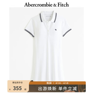 ABERCROMBIE & FITCH女装 24春夏百搭休闲小麋鹿Polo翻领连衣裙 357755-1 白色 160/80A XXS标准版