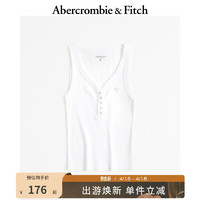 Abercrombie & Fitch 女装 24春夏美式风基本款小麋鹿亨利式辣妹背心358962-1 白色 XL