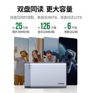 绿联2.5寸硬盘盒usb3.0双盘位gen2阵列组raid移动sata读取磁盘柜