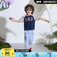 Gap 盖璞 男女童2024夏季新款纯棉logo撞色插肩短袖T恤儿童装上衣