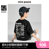Mini Peace minipeace太平鸟童装男童小熊短袖T恤夏装新款潮流棋盘格宽松纯棉