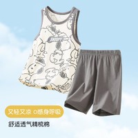 SNOOPY 史努比 纯棉无袖套装宝宝夏装家居服轻薄透气舒适背心短裤两件套儿童套装