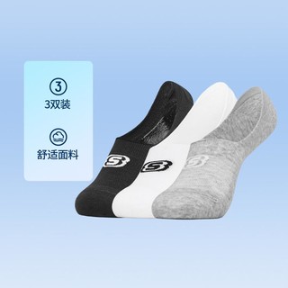 SKECHERS 斯凯奇 3双装舒适隐形船袜女透气运动短袜女袜