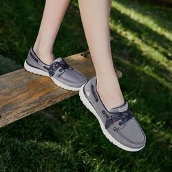 SKECHERS 斯凯奇 女鞋软底绸带蝴蝶结休闲鞋帆布鞋豆豆鞋一脚蹬春夏季