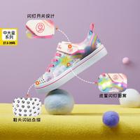 SKECHERS 斯凯奇 女童印花闪灯板鞋